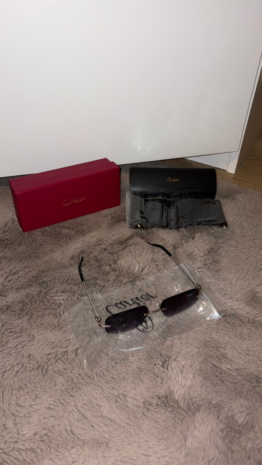 Cartier Diamond Cut Zonnebril, Zonnebril, Zwart, Nieuw, Ophalen