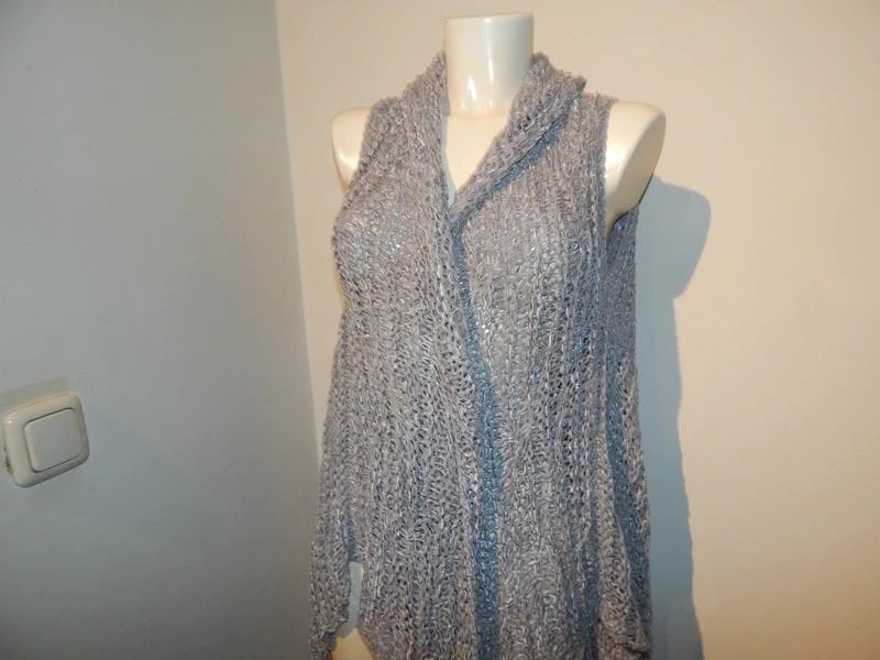 Sarah Pacini grof gebreid vest langer in punten hoogtes, Verzenden, Sarah Pacini, Maat 46/48 (XL) of groter, Zo goed als nieuw