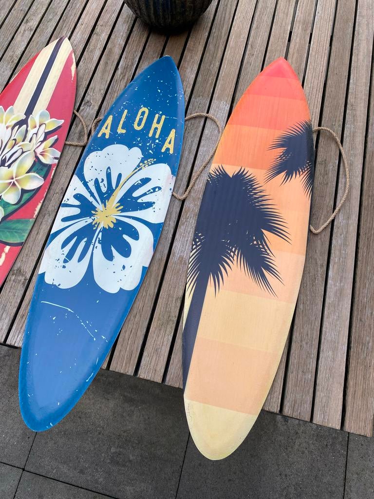 Decoratieve Surfplanken Set - Aloha & Tropisch Design, Hout, Meerkleurig, Overige stijlen, Ophalen of Verzenden