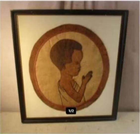 Mooi Speciaal Kunstwerk op doek 'Biddende Jongen' - 60x54, Ophalen of Verzenden, Zo goed als nieuw, Minder dan 50 cm, Overige typen
