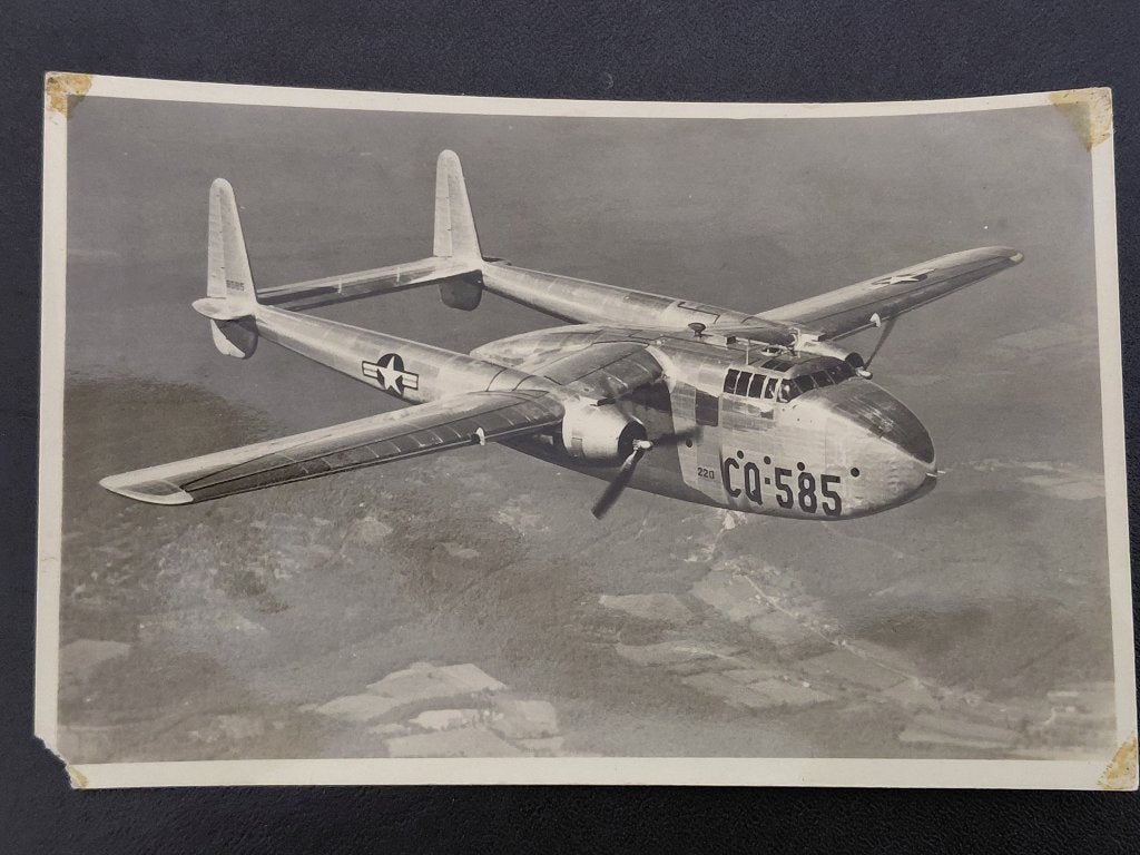 Fairchild C-82 A-FA "Packet", ongelopen, fotokaart., Verzenden, 1940 tot 1960, Ongelopen