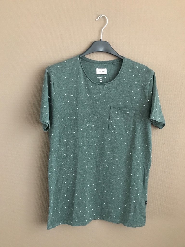 Groen Lost Minds heren t-shirt met ronde hals en borstzak, Kleding | Heren, T-shirts, Zo goed als nieuw, Maat 52/54 (L), Groen