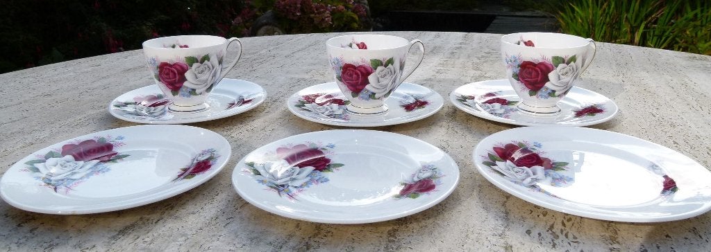 9 x Engelse Queen Anne Rode ROOS Set, Huis en Inrichting, Keuken | Servies, Nieuw, Ophalen of Verzenden, Overige stijlen, Wedgwood