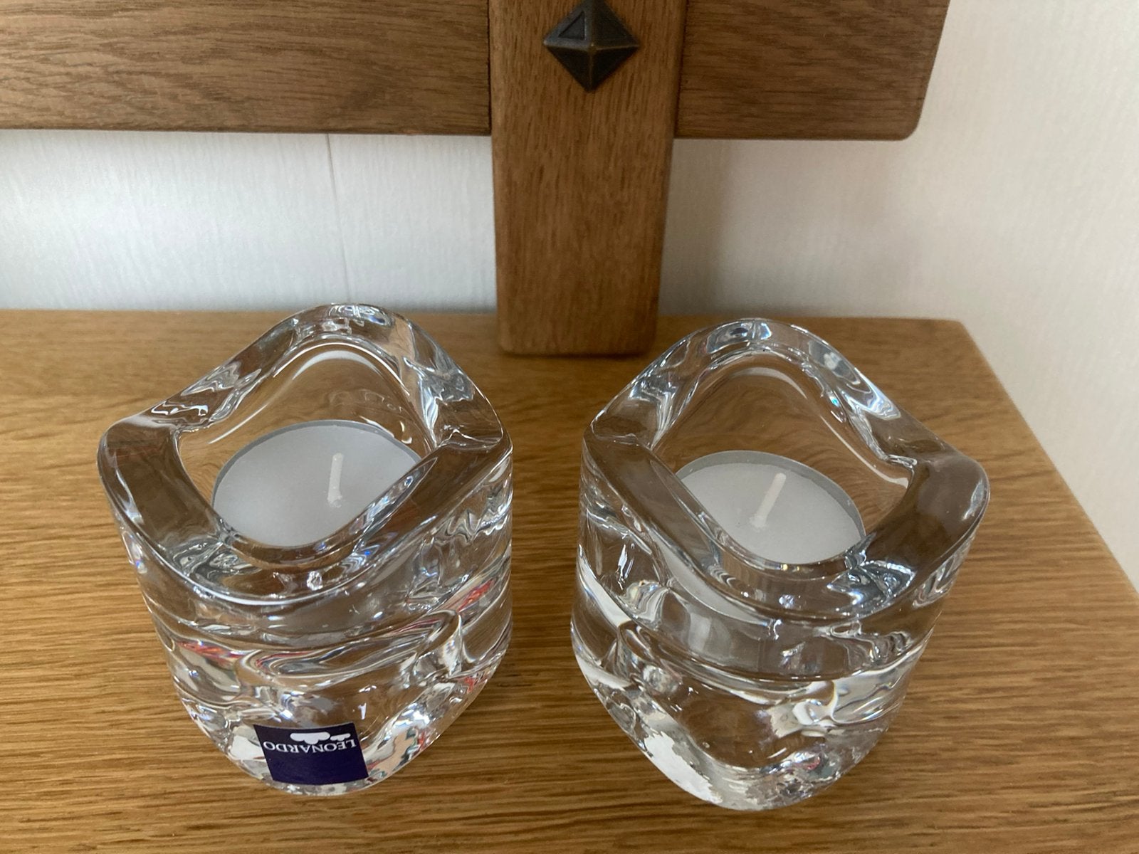 Set van 2 glazen kandelaars/waxinelichthouders Leonardo, Huis en Inrichting, Woonaccessoires | Kandelaars en Kaarsen, Ophalen of Verzenden