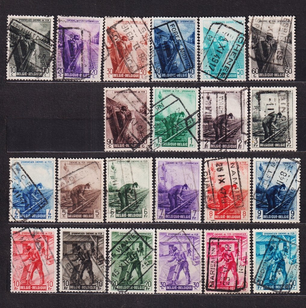 België Spoorwegzegels 1945 tussen TR264 en TR287 gestempeld, Ophalen, Gestempeld, Treinen, Gestempeld