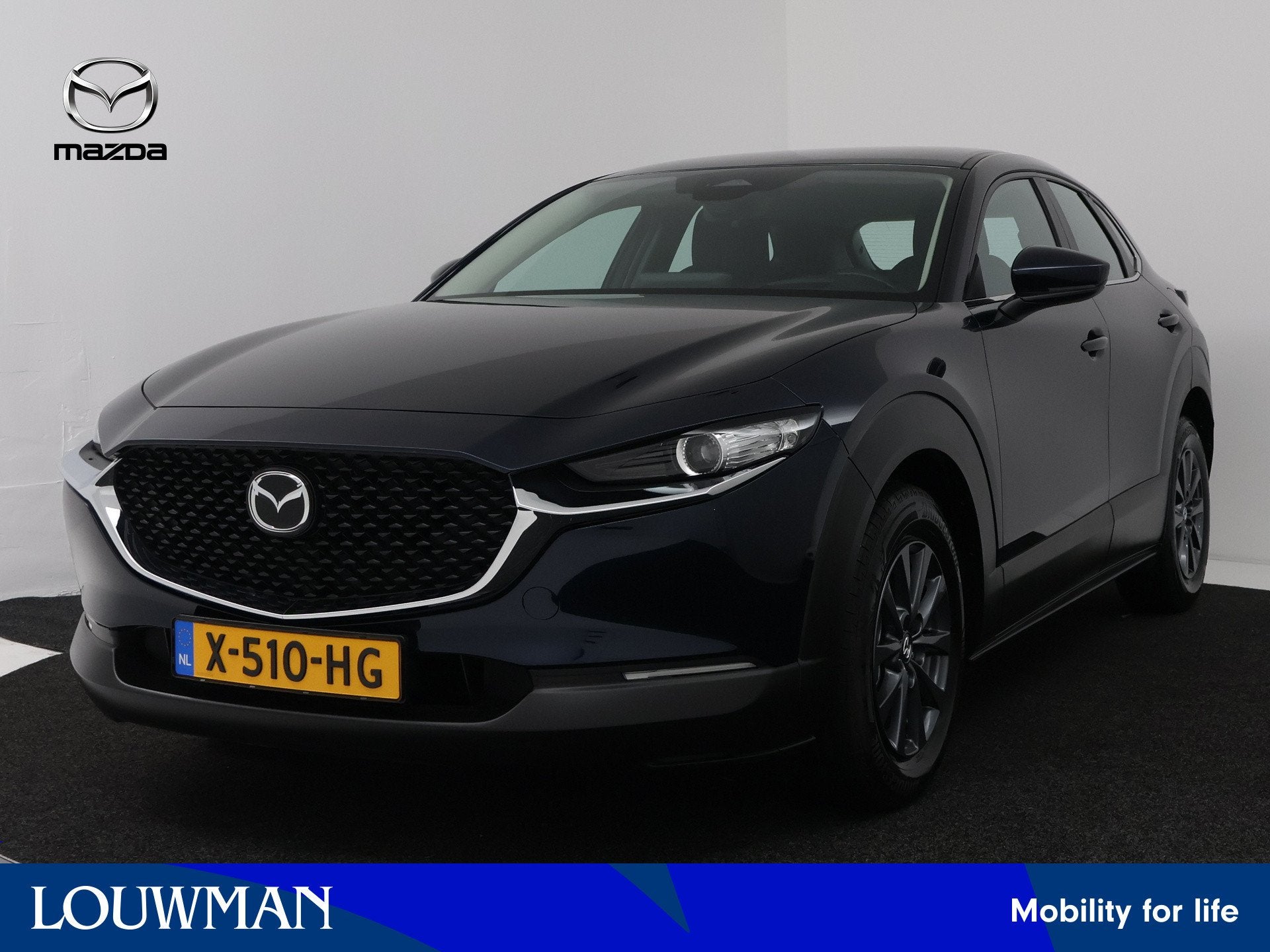 Mazda CX-30 2.0 e-SkyActiv-X M Hybrid Prime-line | Trekhaak, Auto's, Voorwielaandrijving, Stof, Gebruikt, Blauw
