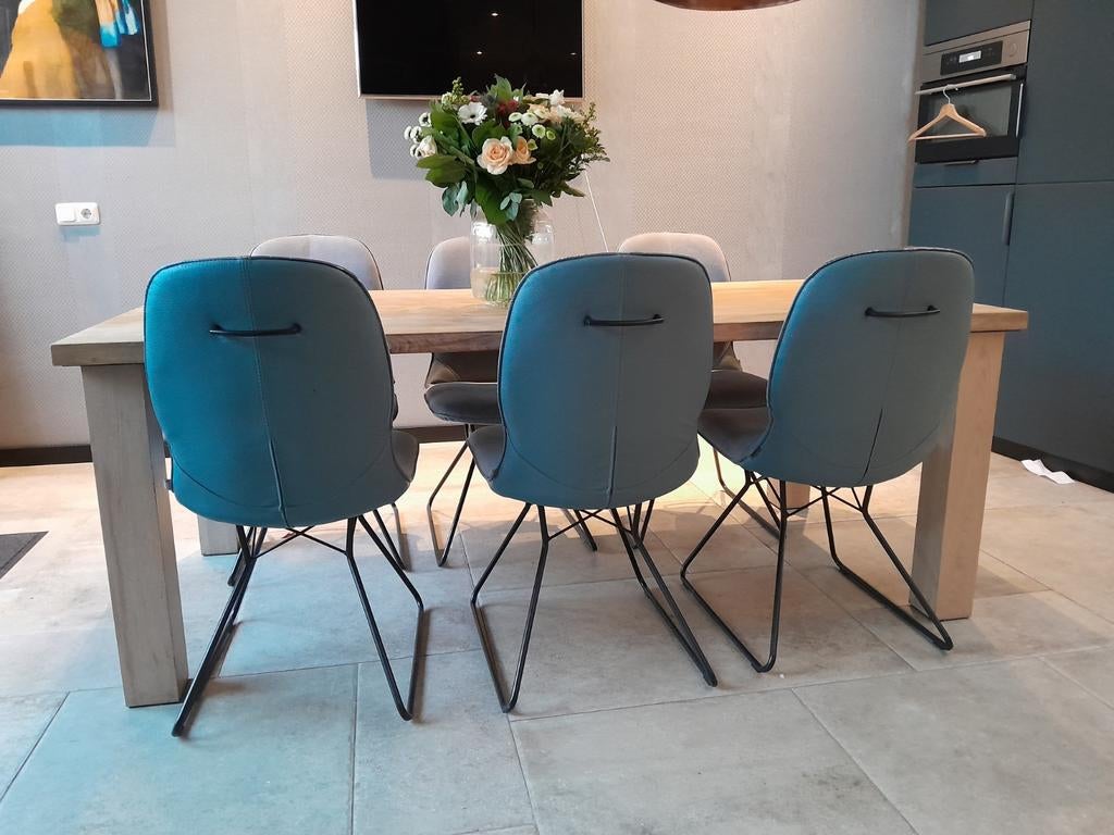 Eetkamerstoelen Xooon, Ophalen, Gebruikt, Blauw, Leer