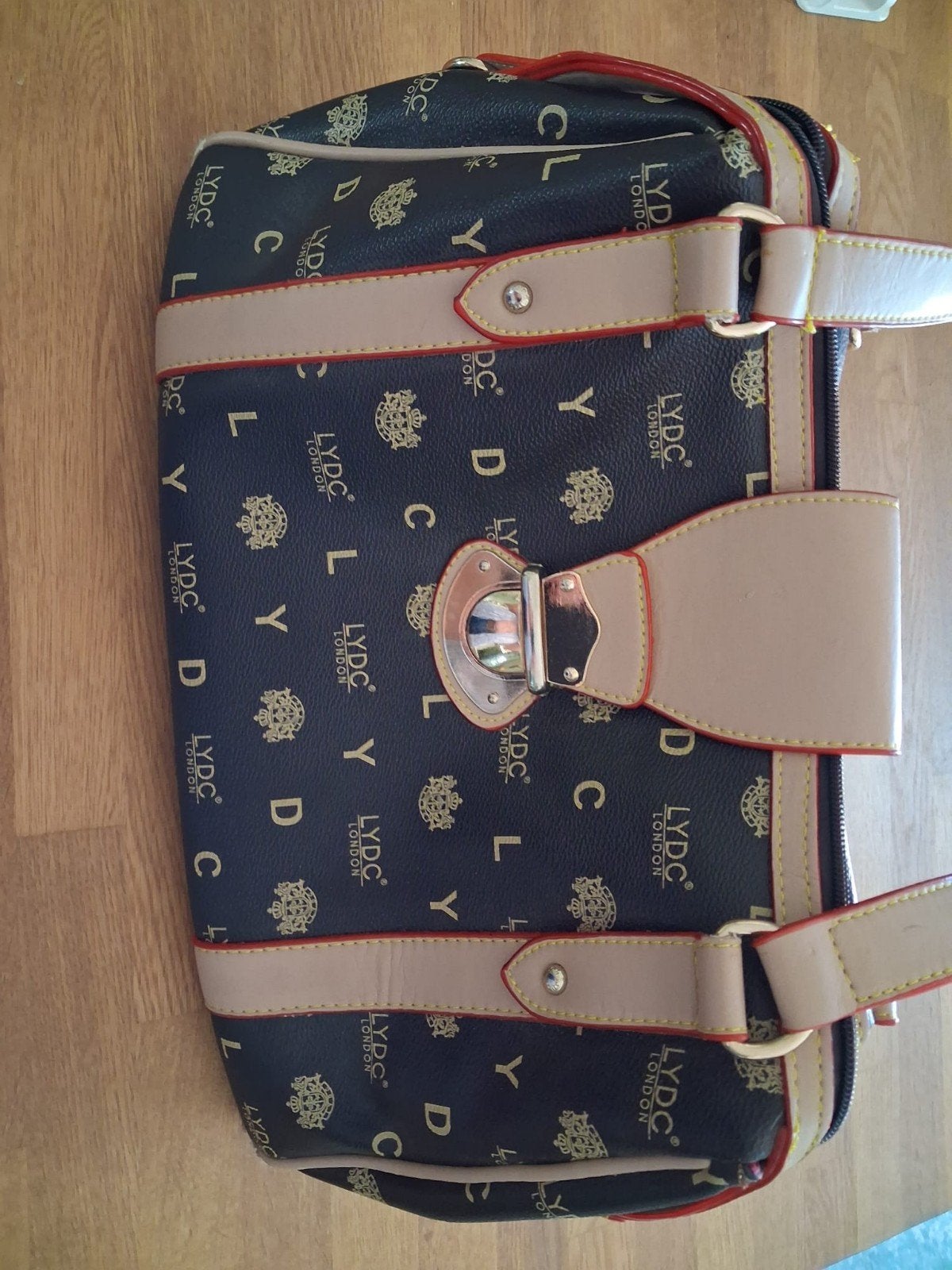 Stijlvolle LYDC London Handtas - Zwart/Beige met Logo Print, Ophalen of Verzenden, Zo goed als nieuw, Zwart, Handtas