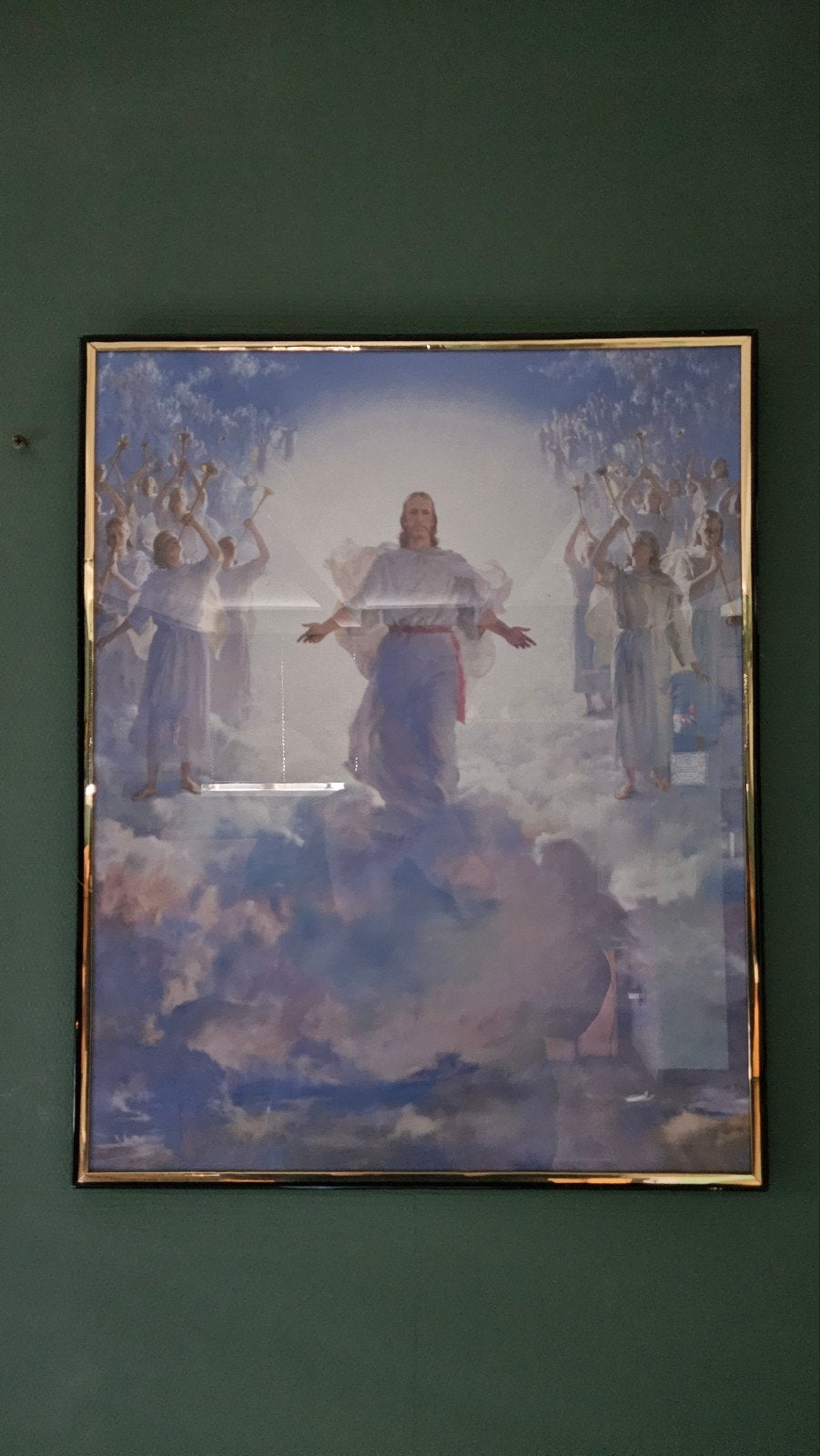 Groot ingelijst religieus schilderij van Jezus, Antiek en Kunst, Ophalen of Verzenden