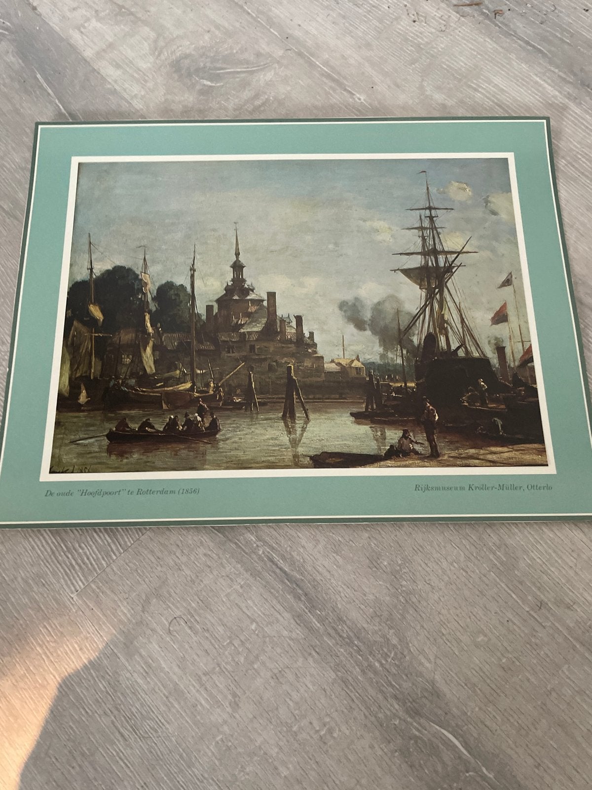 Oude Hoofdpoort Rotterdam 1856 - Maritiem Stadsgezicht, Antiek en Kunst, Ophalen of Verzenden, Klassiek, Print, Ingelijst