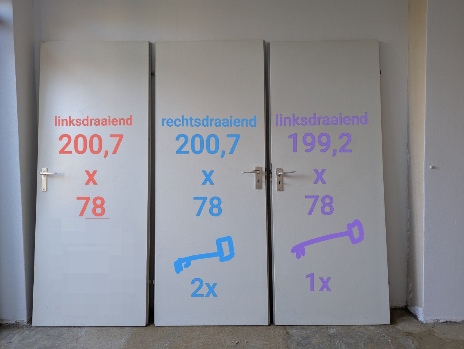 Opdekdeuren - 201x78 diverse afmetingen, inclusief sleutels, Ophalen, Gebruikt, Minder dan 80 cm, Binnendeur