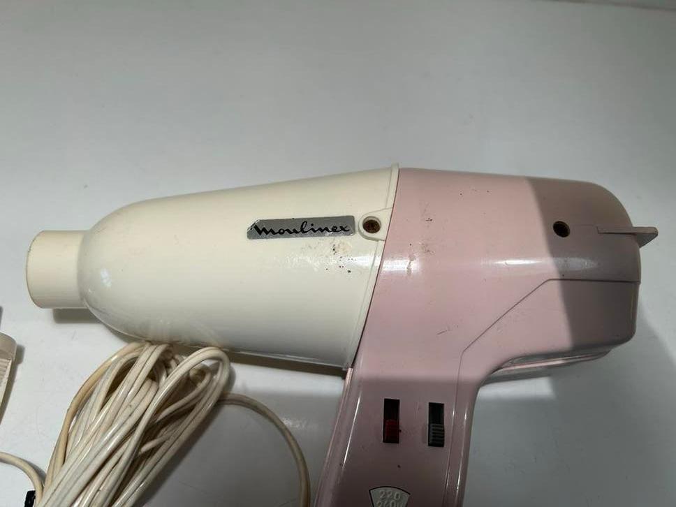 Vintage Moulinex Föhn - Roze/Wit - Jaren '70 Design, Ophalen of Verzenden, Gebruikt, Haarverzorging