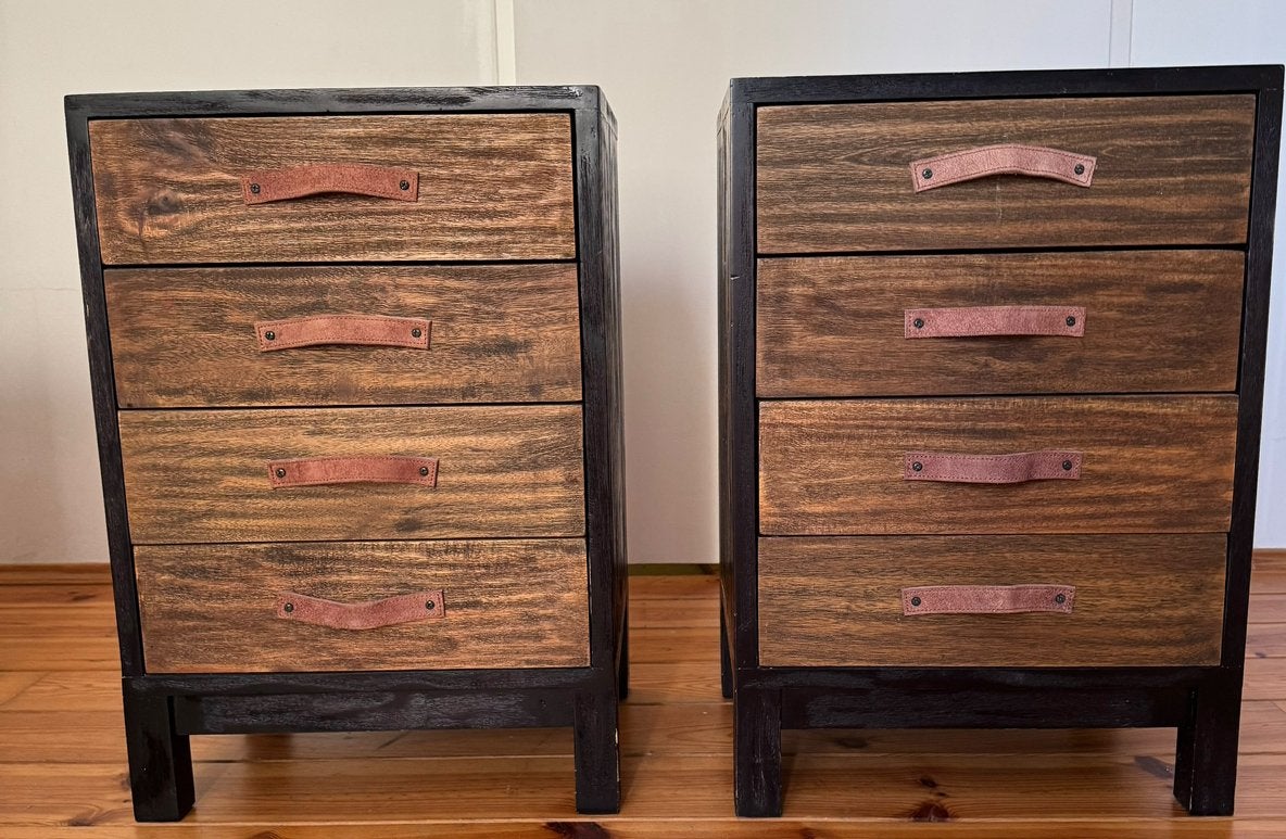 Ladekast Kobe - zwart/bruin - 64x44x33 cm, Ophalen, 50 tot 100 cm, Zo goed als nieuw, Minder dan 100 cm