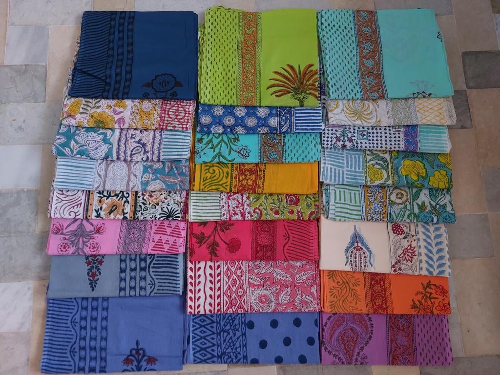 Handgemaakte katoenen blokprint sjaals uit India, Kleding | Dames, India, Verzenden, Maat 46/48 (XL) of groter, Nieuw