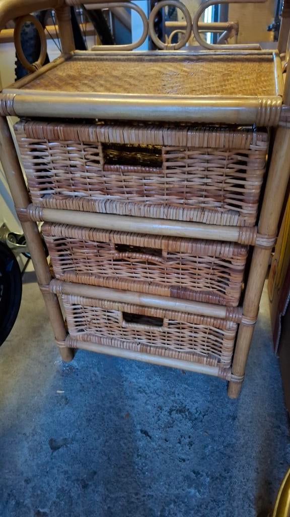 Vintage retro bamboe rotan ladenkastje 45x36 76hoog, Ophalen of Verzenden, Huis en Inrichting