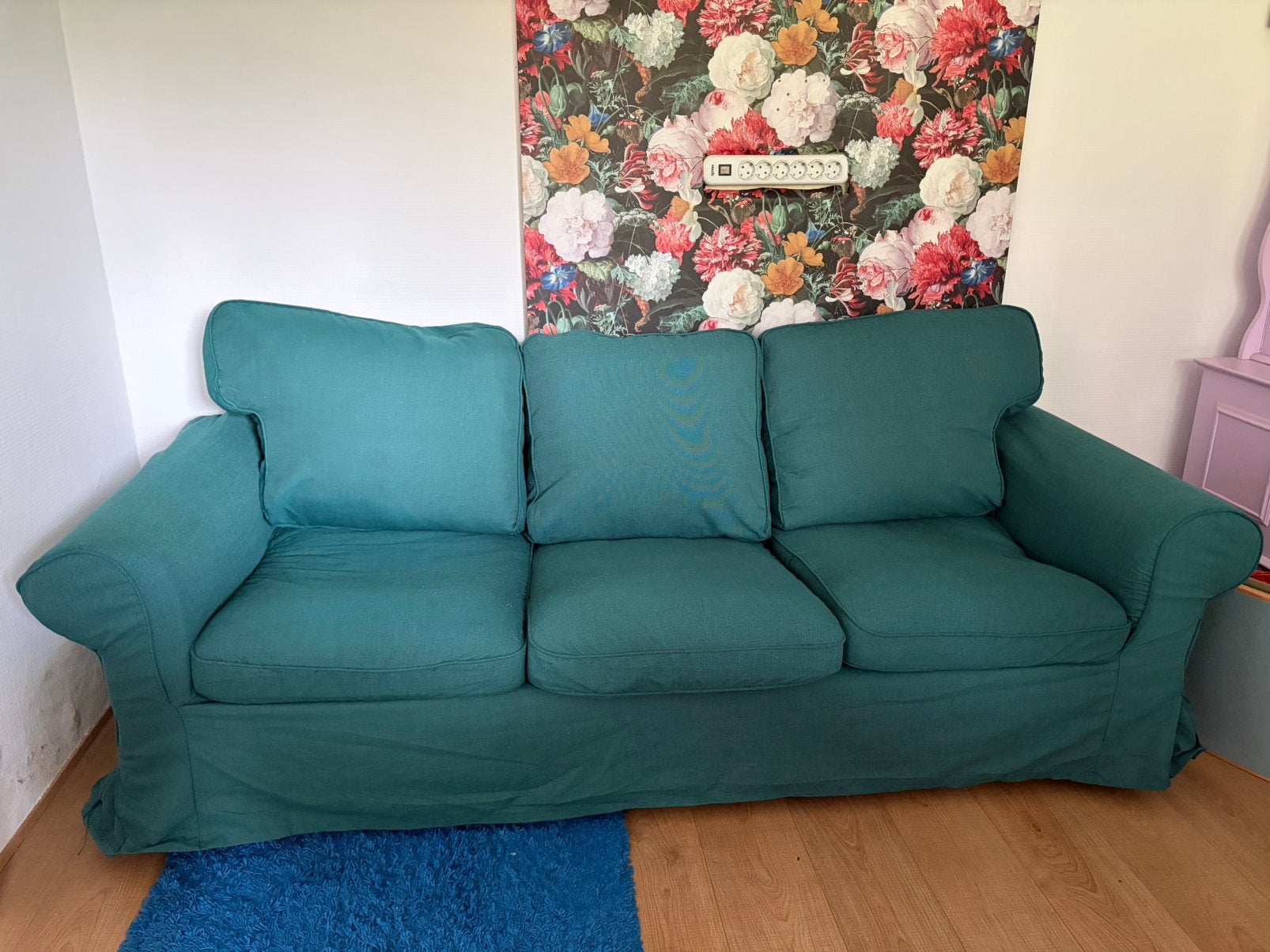 ikea Ektorp 3 zitbank met voetenbank, Ophalen, Gebruikt, Driepersoons, 75 tot 100 cm