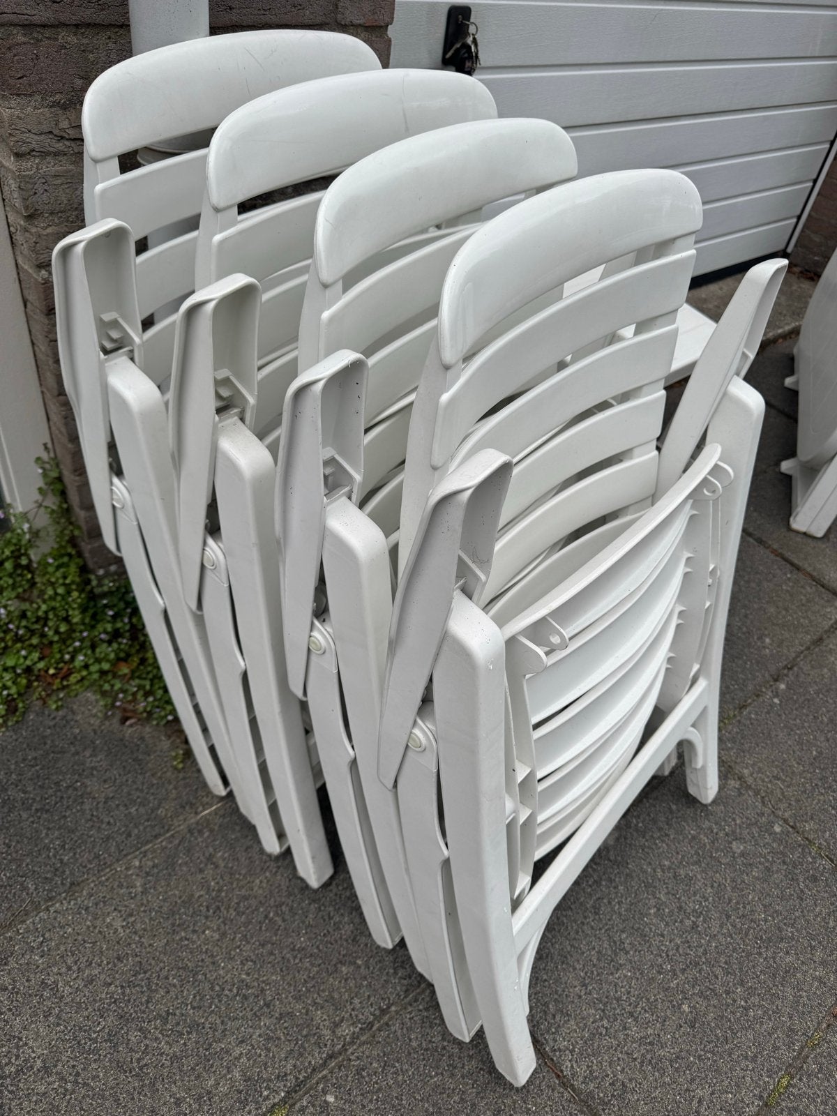 Allibert Kunststof Uitklapbare Tuinstoelen Set, Tuin en Terras, Ophalen, 4 zitplaatsen, Kunststof, Gebruikt