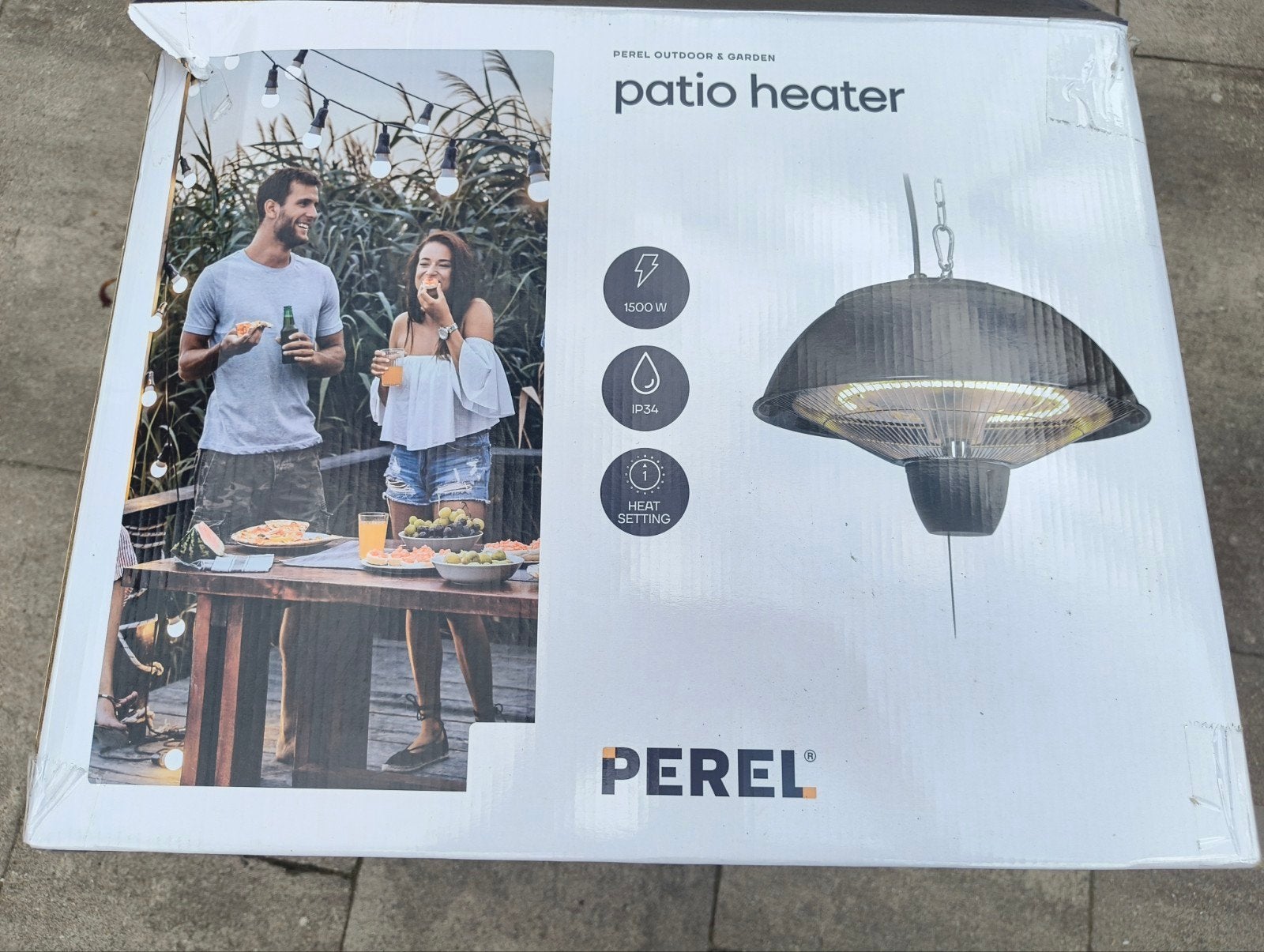 Perel Terrasverwarmer  - 1500W, Plafond, Nieuw, Waterbestendig, Ophalen