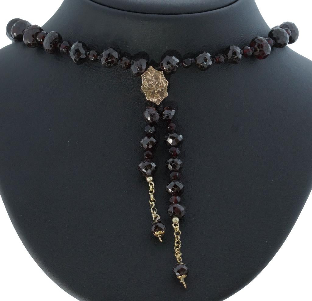 Granaat antieke ketting 14k gouden slot schuif pampel hanger, Sieraden, Tassen en Uiterlijk, Antieke sieraden, Verzenden, Goud