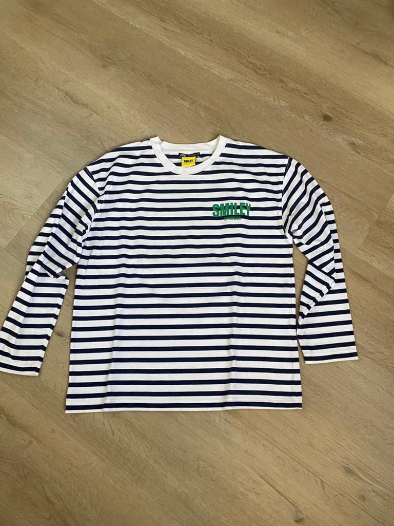 Leuk gestreept sweatshirt met smiley van Zara maat S, Ophalen of Verzenden, Gedragen, Maat 36 (S), Wit