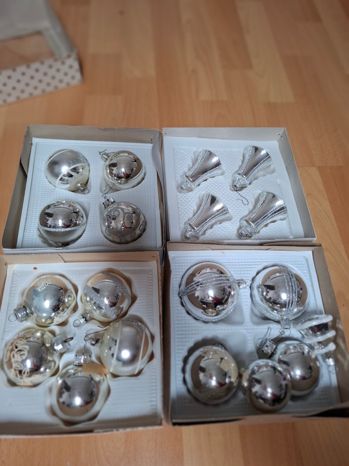 antieke zilverkleur kerstballen set, Ophalen, Gebruikt