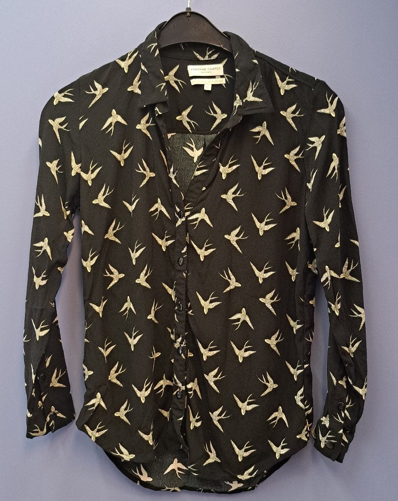 Fabienne Chapot Blouse – Zwarte Vogelprint – Maat S nr 51217