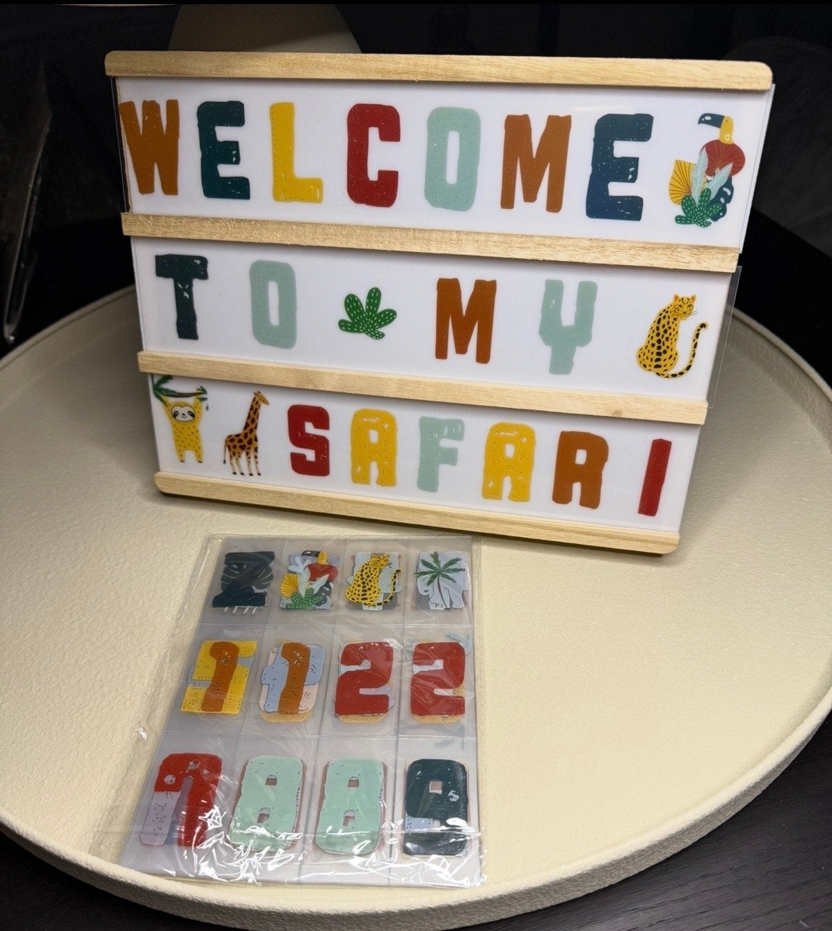 Lightbox "Welcome to my Safari" met letters, Meerkleurig, Overige stijlen, Kunststof, Ophalen of Verzenden
