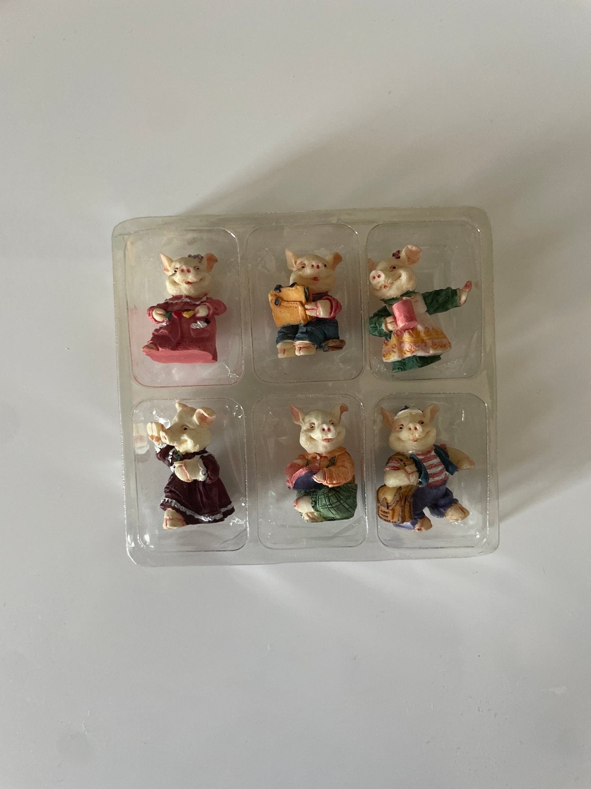 Set van 6 schattige varkentjes beeldjes, Ophalen of Verzenden, Gebruikt