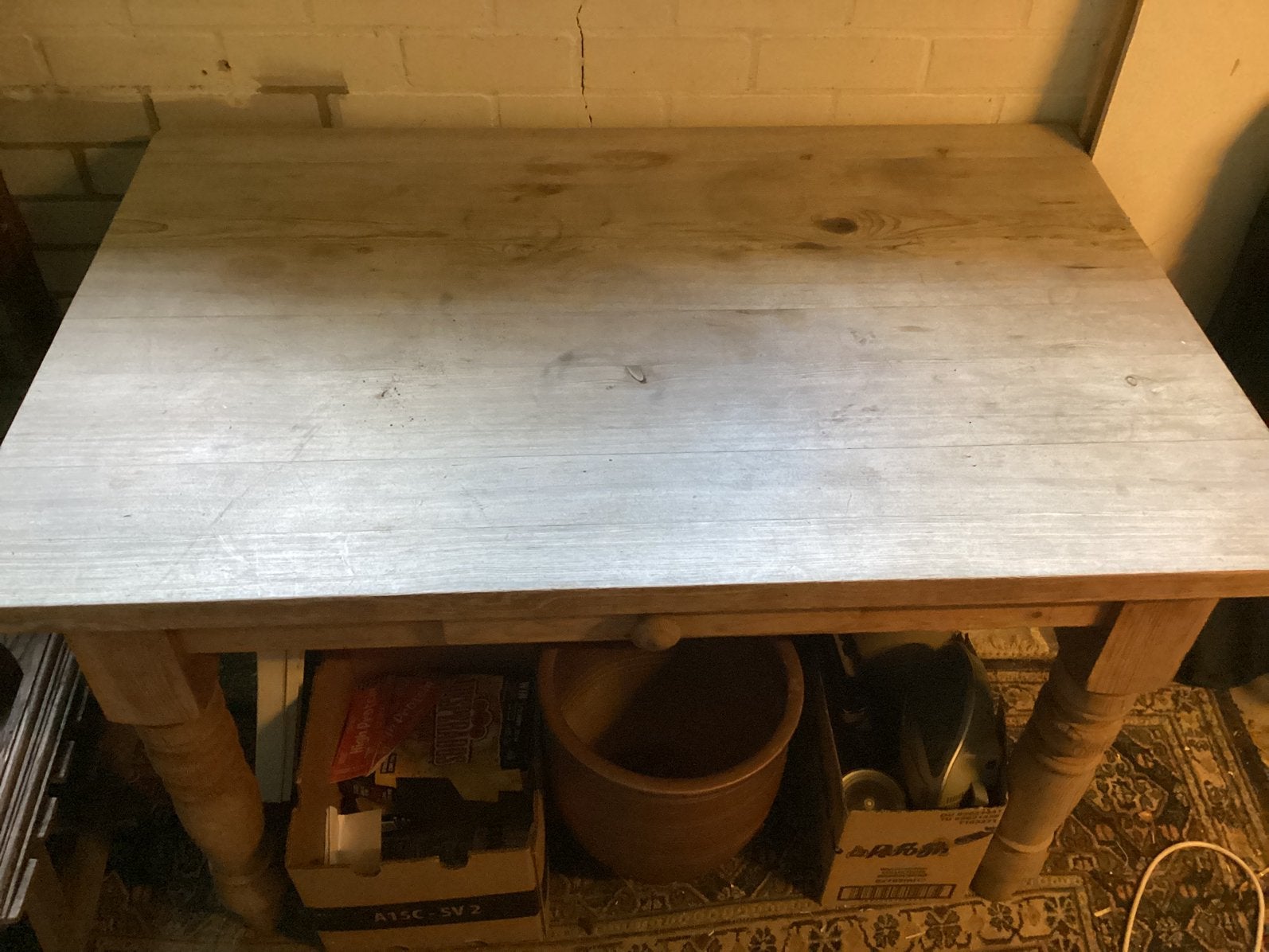 Stevige grenen tafel, Ophalen, Gebruikt, 100 tot 150 cm, 50 tot 100 cm