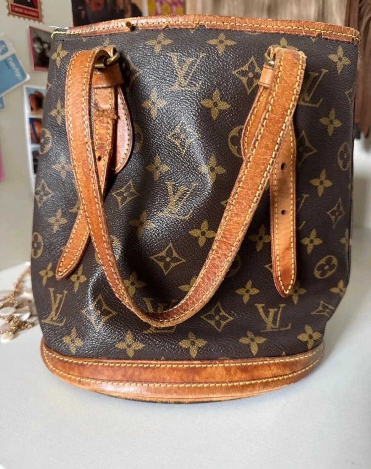 Louis Vuitton Monogram Bucket Tas - Vintage, Ophalen of Verzenden, Gebruikt, Bruin, Handtas