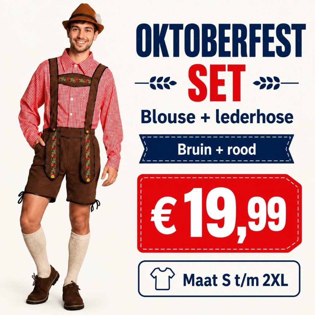 Foto 3 van Oktoberfest set heren – Lederhose + blouse €19,99 - OP=OP