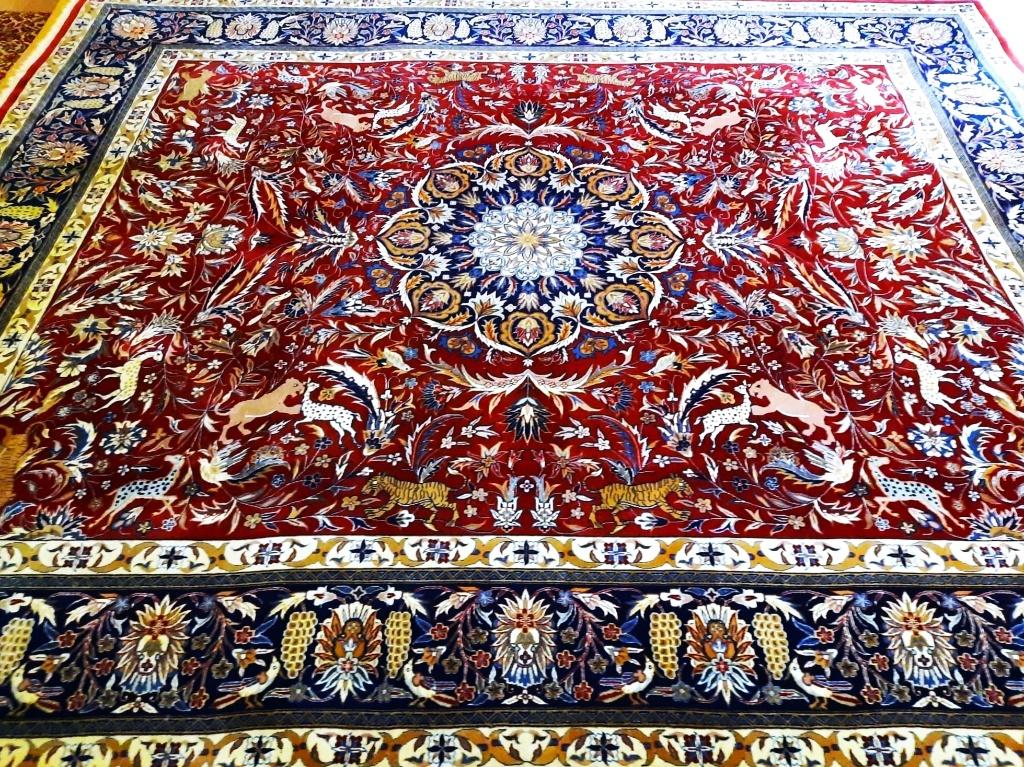 Fraai Perzische handgeknoopt tapijt (Isfahan) 305 x 245 cm, Ophalen, Crème, 200 cm of meer, Zo goed als nieuw