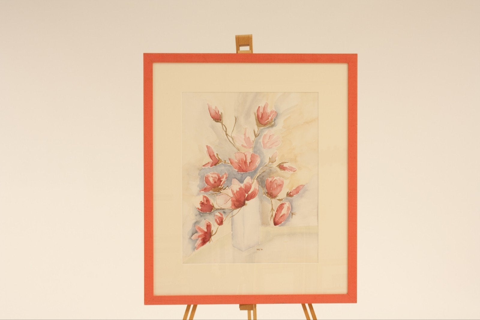 Ingelijste aquarel van bloemen, 56x51cm, Antiek en Kunst, Kunst | Schilderijen | Klassiek, Ophalen, Ingelijst, Aquarel, Bloemen