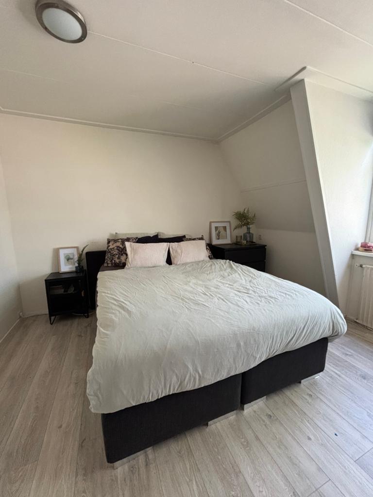 2-persoons boxspring 160x200 cm met hoofdbord, Ophalen, Gebruikt, Zwart, Tweepersoons