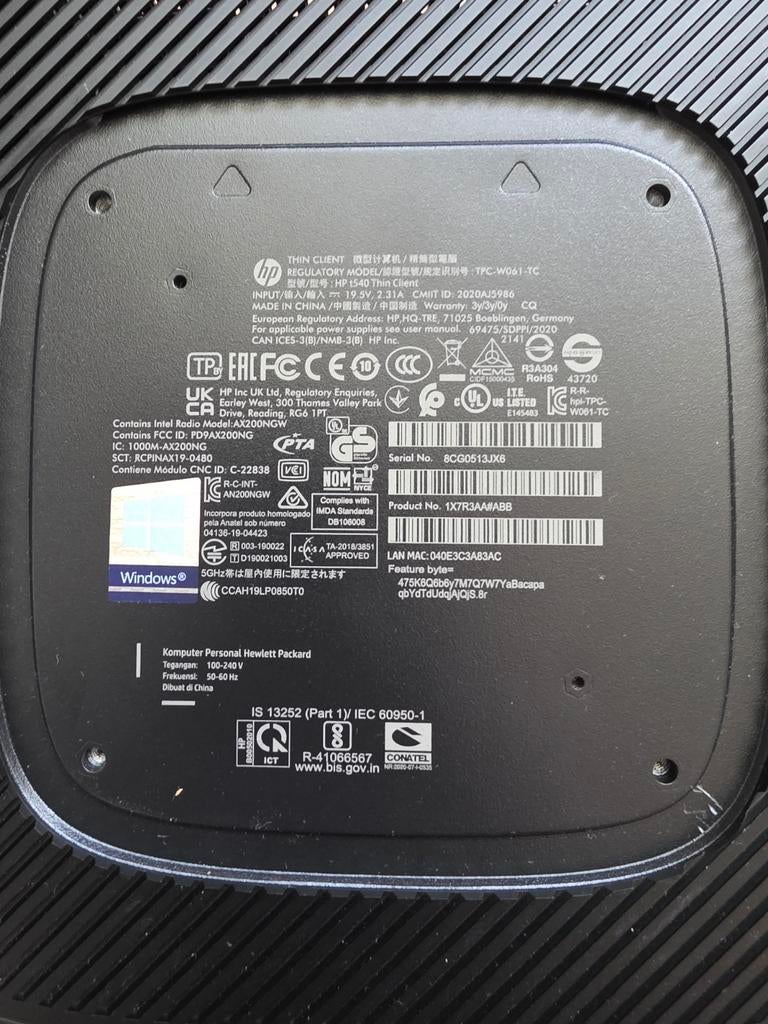 HP T540 8GB ram 64gb ssd WiFi, 2 tot 3 Ghz, 64 GB, 8 GB, Ophalen of Verzenden