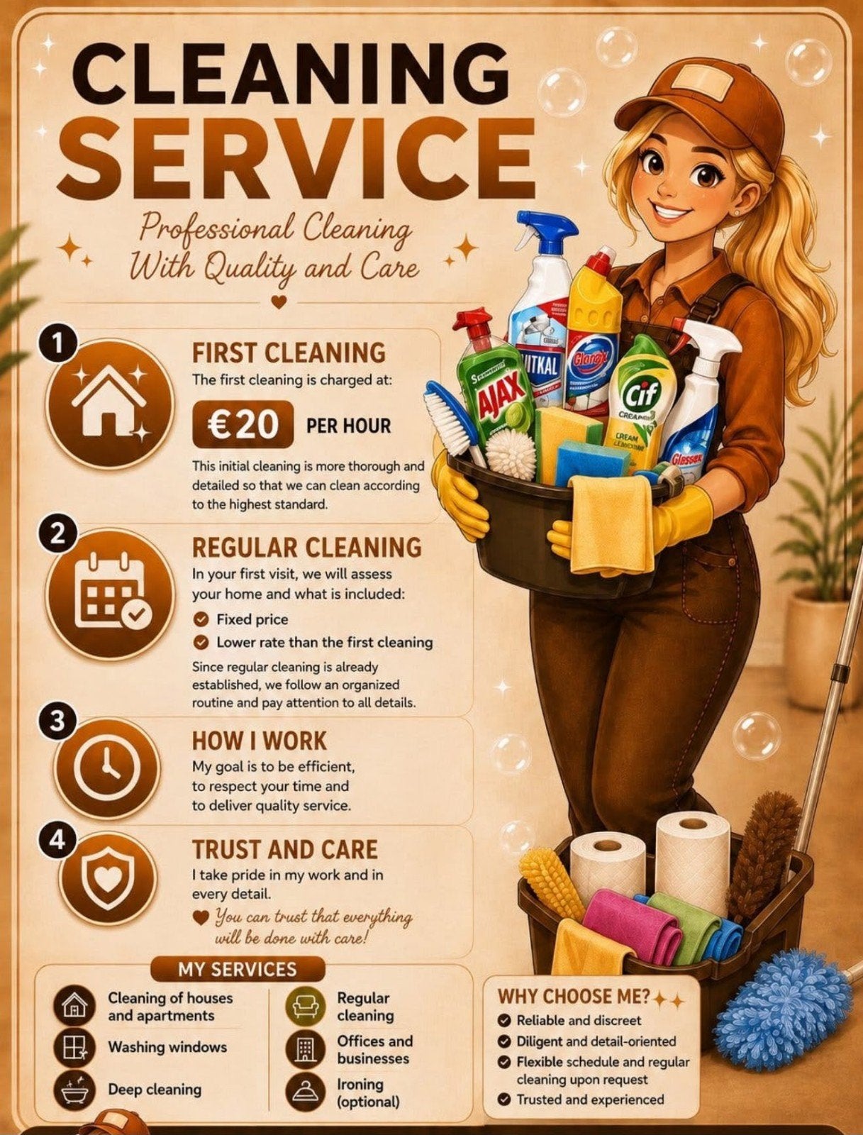 Schoonmaak. Het schoonmaken van uw huis/kantoor