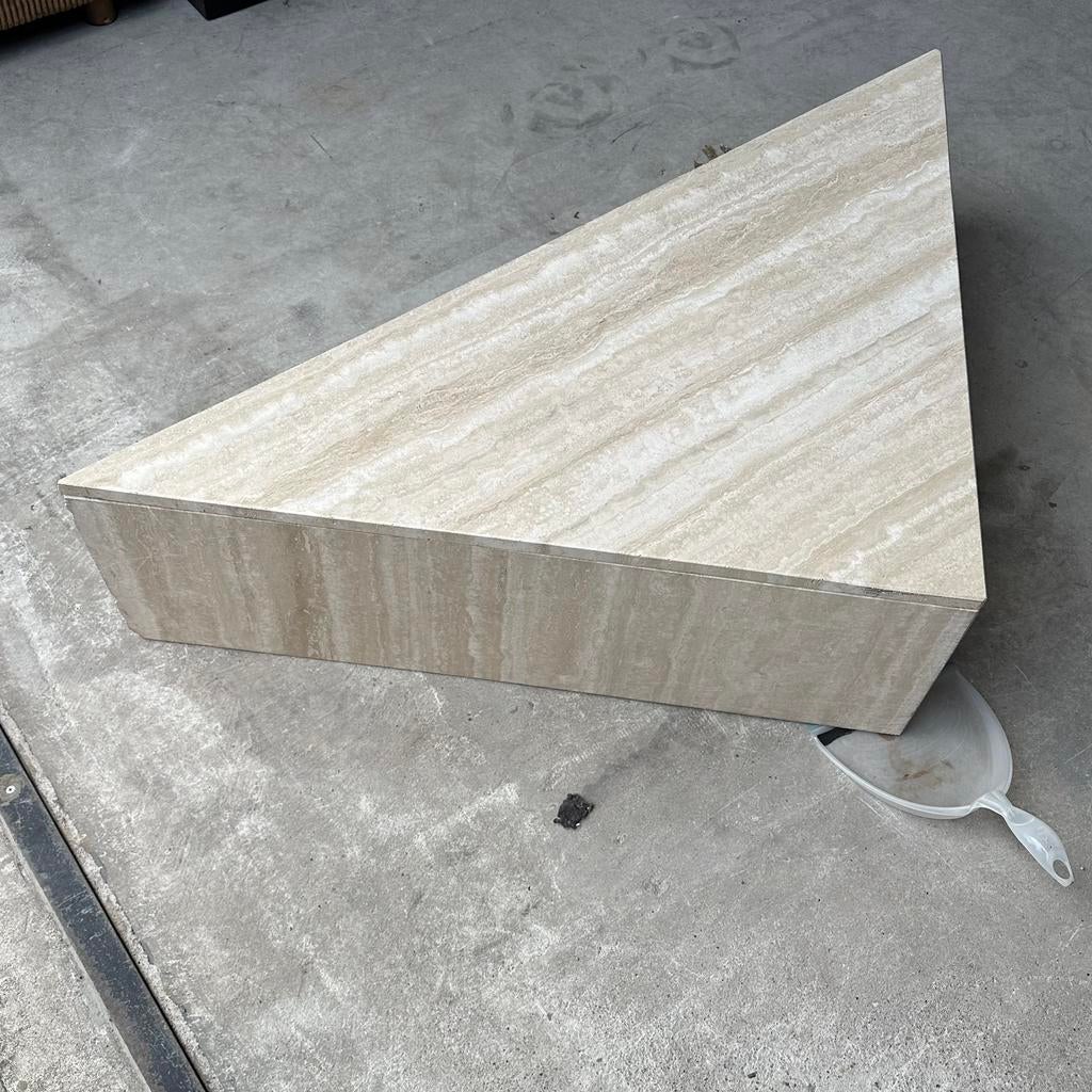 Marmeren salontafel/ sidetable beige/creme, Ophalen, Overige materialen, 50 tot 100 cm, Rechthoekig