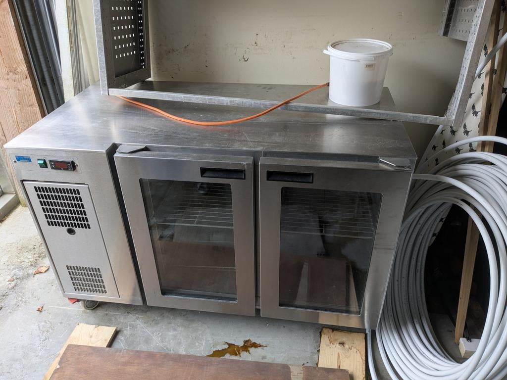 RVS Koelbuffet met Glazen Deuren - Perfect voor Mancave, 85 tot 120 cm, 60 cm of meer, 100 tot 150 liter, Ophalen of Verzenden