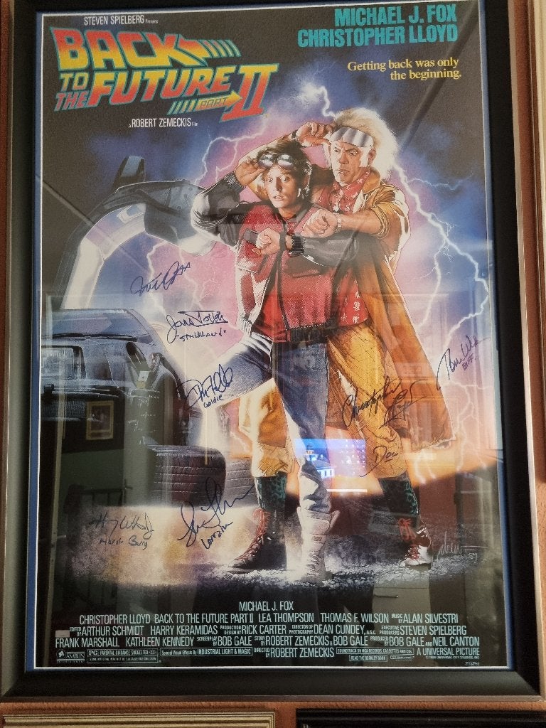 handtekeningen ''back to the future'' poster ingelijst., Verzamelen, Ophalen of Verzenden, Poster
