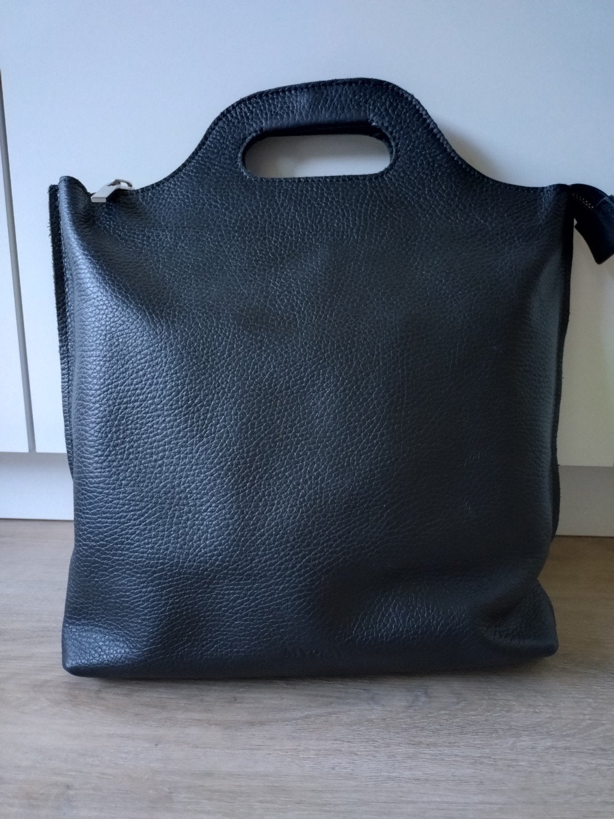 MYOMY shopper/rugzak zwart leer, Ophalen of Verzenden, Zo goed als nieuw, Zwart, Shopper