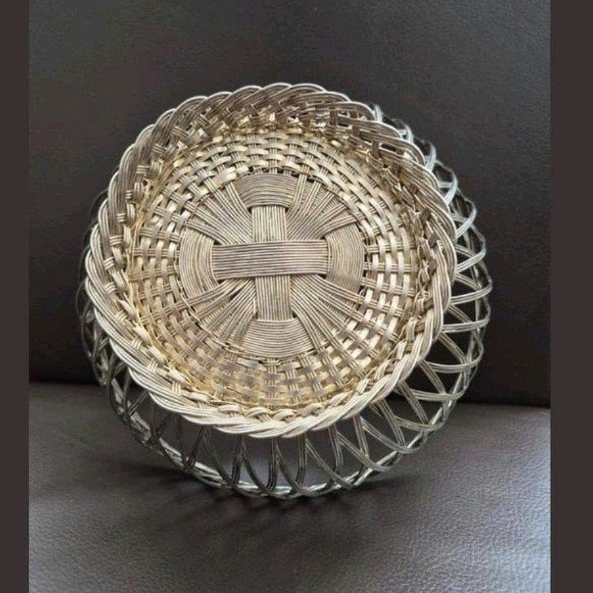 Decoratieve vintage draadmand - Zilverkleurig, Ophalen of Verzenden