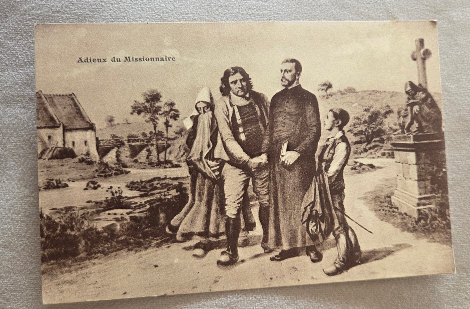 Oude Franse Ansichtkaart: Adieux du Missionnaire, Verzenden, Voor 1920, Gelopen, Overige thema's