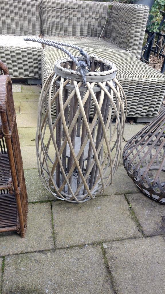 Decoratief windlicht van gevlochten hout, Ophalen, Gebruikt, Hout, 50 tot 75 cm