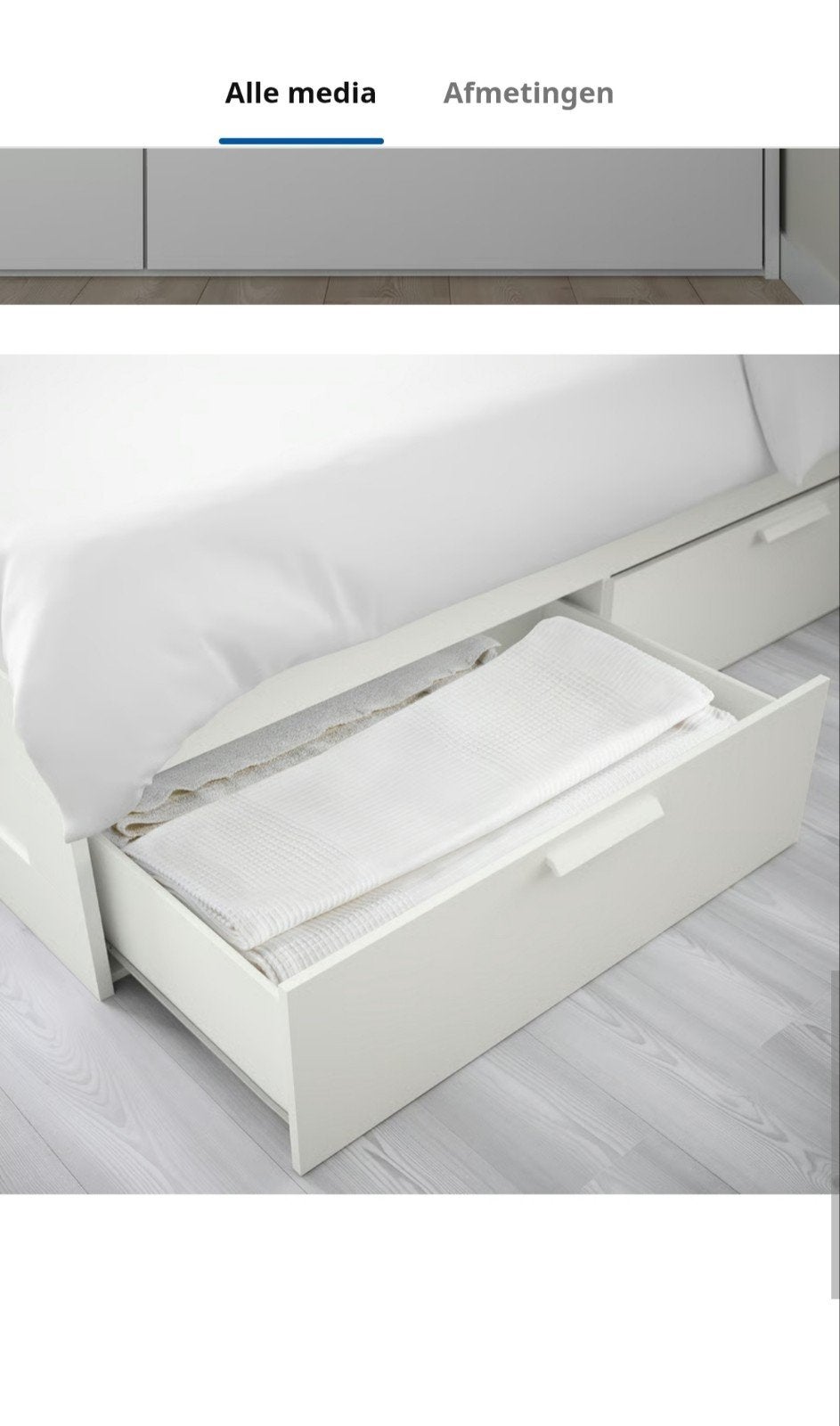 IKEA Brimnes bed met opbergruimte en hoofdeinde, Ophalen, Gebruikt, Modern, functioneel, Wit