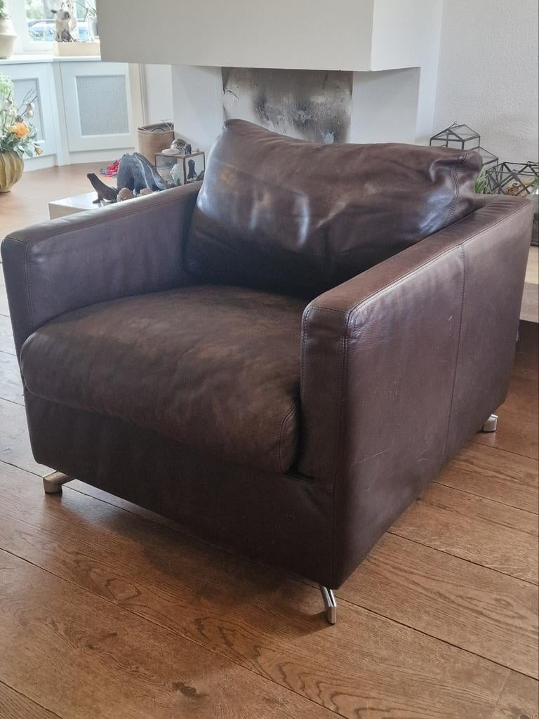 Leren fauteuil van Machalke & Machalke Collection, Huis en Inrichting, Fauteuils, Gebruikt, Leer, 75 tot 100 cm, 75 tot 100 cm