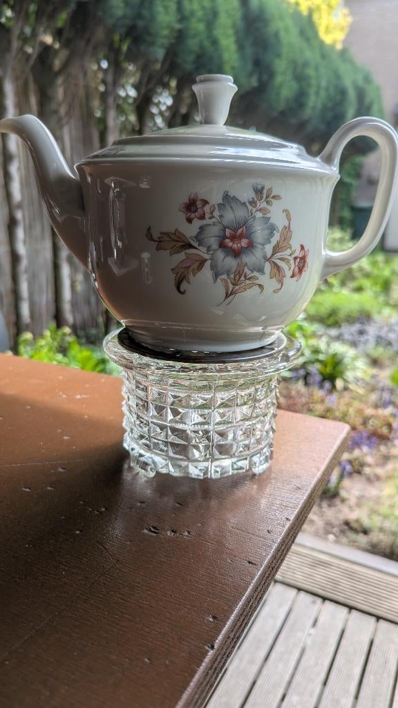 Glazen theelicht, Theelichthouder, rechaud,, Ophalen of Verzenden, Zo goed als nieuw, Glas, Vintage