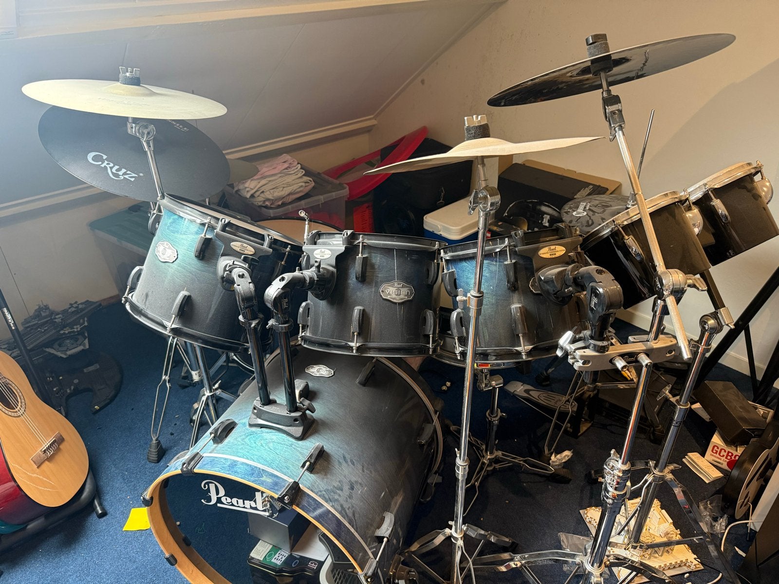 Pearl drumstel met bekkens - Compleet en klaar om te spelen, Muziek en Instrumenten, Drumstellen en Slagwerk, Gebruikt, Pearl