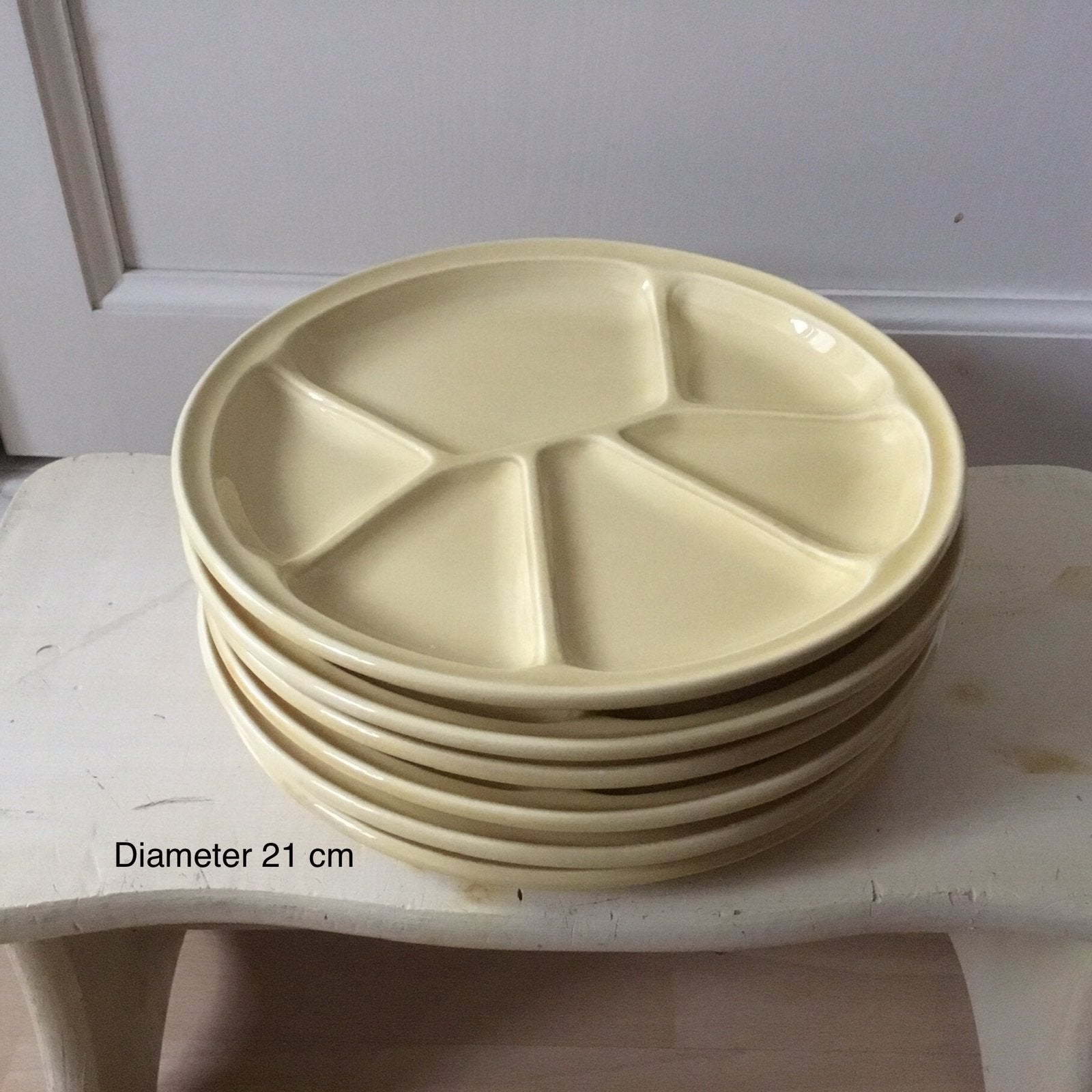 6 vintage Gien France gourmet fondueborden pastel, Ophalen of Verzenden, Zo goed als nieuw, Overige stijlen, Bord(en)
