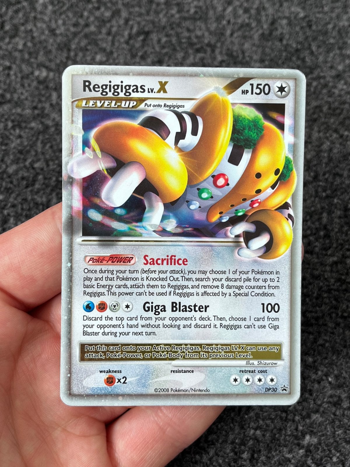 Pokémon Regigigas Lv.X #DP30 Promo - good conditie, Ophalen of Verzenden, Zo goed als nieuw, Losse kaart, Foil