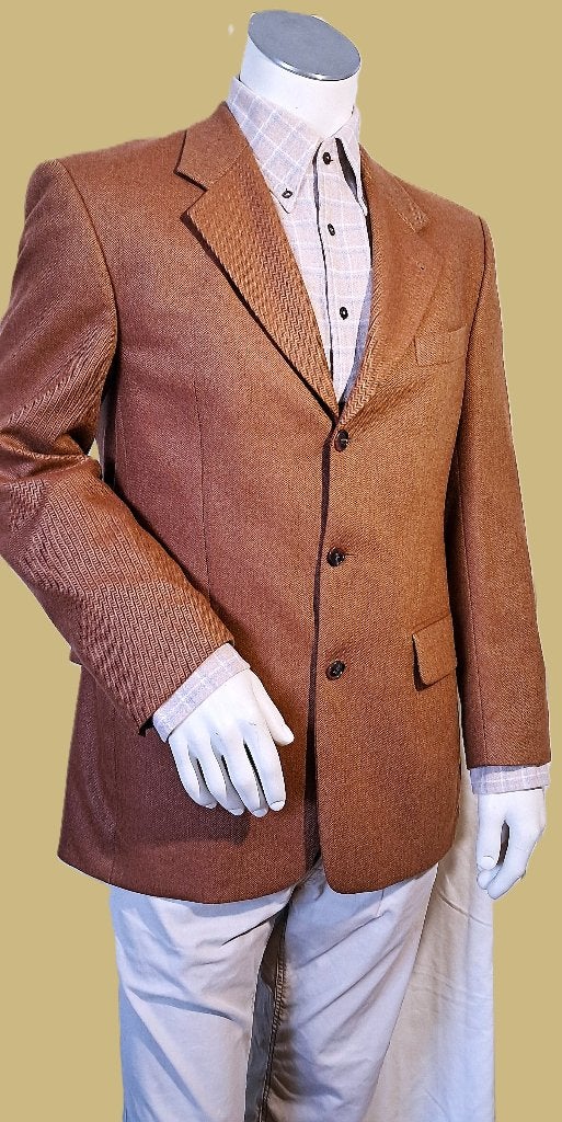 GAENSLEN&VOLTER 🧐herringbone motief KASJMIER colbert mt 48, Bruin, Zo goed als nieuw, Gaenslen & volter, Verzenden